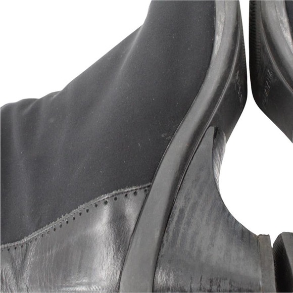 Aquatalia Size 10 Elastic Leather Mid Calf Boots Back Zip Square Split Toe - Picture 6 of 12